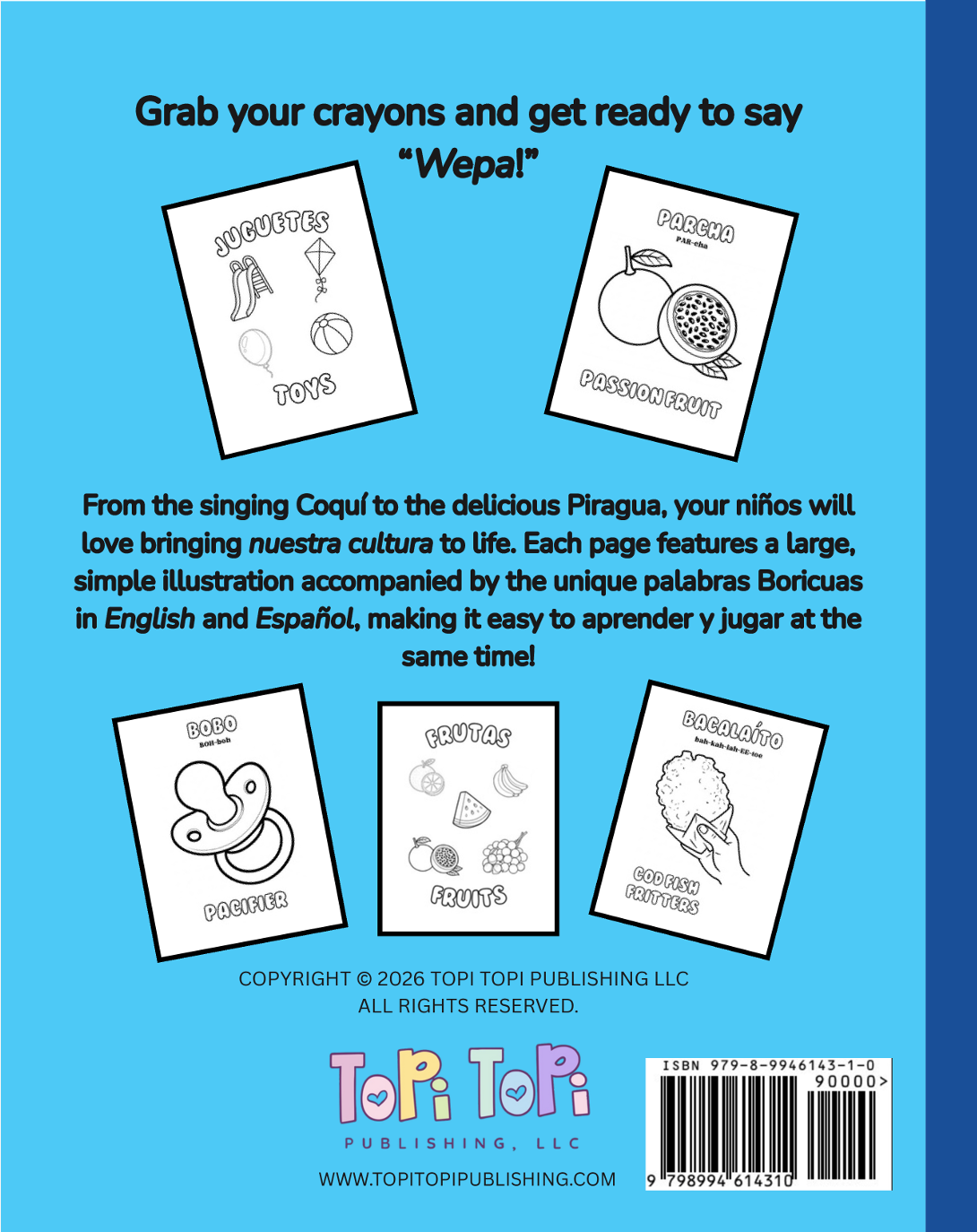 PRE-ORDER Vocabulario Boricua Bilingual Coloring Book