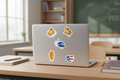 Vocabulario Boricua Stickers on laptop in classroom